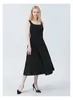 Casual Dresses Silk 60m/m Long Sky Heavy Yarn Black Backless Shoulder Invisible Side Pull Pleated Strap Summer Women's Dress 2024 AE1021