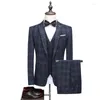 Boutique maschile boutique (pantaloni per gilet blazer) Business Fashion Gentleman Wedding Casual Plotton Linen Linen British Suit 3 pezzi