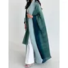 여성 트렌치 코트 미야케이크 주름 드레스 그라디언트 컬러 스플 라이스 긴 소매 레이스 업 느슨한 패션 디자인 감각 코트 2024
