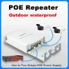 Cameras Poe Extender Outdoor Waterproof 200meters Extension Poe Repeater 1 in 2 Output 48v Network Switch Poe Adapter Ieee 802.3at/af