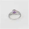 Band Rings Purple Amethyst Ring for Women Sier 60mm Crystal Engagement Design