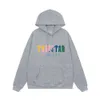 24SS NIEUW Trendy Trapstar Rainbow Dracient Letter Tiger Head Borduurde hooded hoodie en sportgarde broek