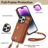 Crossbody Leather Szipper Card Walled Case ، Funda Pass Funda ، غطاء رينجستاند لاين لـ iPhone 15 Pro Max 14 13 12 11 XS 8