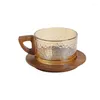 Tazze da 200 ml di tazza di caffè a martello regalo in vetro rotondo a piatto in legno latte desktop soggiorno regali di decorazione della tavola