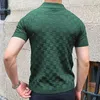 Plaid vintage jacquard Polo t-shirts Men Summer Casual Breathable Thin Tops Tops pour hommes Tricotwear Fashion Slim 240424