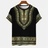 Summer Mens Vintage Tshirt African Tradition Stripe Printed Ethnic Style T Shirts Street Oneck Short Sleeve Holiday Tees Tops 240425