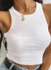 Women's Tanks Rib Knit Green Tank Top Summer Casual Basic Skinny Vest Sleeveless White Off Shoulder Y2K Sexy Woman Crop