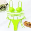 Kobiety bikini stroje kąpielowe seksowne neonowe zielone push u up