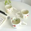 Tazas 350ml Cerámico creativo Café Caza Ins Estilo de flores pintados a mano Homalolla Homalla Irregular Copa de leche de té Desayuno Oat Copa J240428