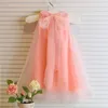 Kids Pearl Costume sans manches Summer Toddler Girls Solid Couleur Birthday Party Night Robe Sweet Mesh Children Children 1 à 6 Y 240507