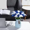 Dekoratif Çiçekler 20 PCS DIY gelin düğün buket centerpieces için yapay calla zambak ev dekor (mavi ve beyaz)