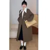 Trench-Coats féminins 2024 Earnom Automne Send Send Send Long Grey Suit Veste Tempérament de banlieue lâche Style Colle