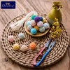 16mm 10pcs Wooden Crochet Beads Baby Teether Chewable Knitting Bead DIY Teething Bracelet Pacifier Chain Montessori Gym Toy 240420