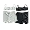 Femmes Sexy Logo Lettre appliquée Spaghetti Strap Braft Bra and Shorts Pantes Designer sous-vêtements Twinset SML