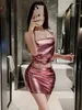 Vestidos casuais lingerie sexy boate apertado flertar flertar mulheres vestidos elegantes rosa vermelho moda doce 2024 tops y3i7