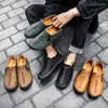 Sapatos casuais 2024 Men's Loafer Side Zipper Slip confortável sem deslizamento em couro sintético Men Primavera e Summer Overfoot Design