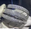 Sparkling New Arrival Luxury Jewelry 925 Sterling Silver Fill Pave White Sapphire CZ Diamond Women Wedding Bangle Finger Bracelet 4593202