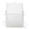 Backpack Fashion Flip Casal Versão coreana de couro PU simples cor sólida de cor sólida feminino para estudantes universitários laptop saco escolar