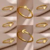 Anillos de banda anillo de acero inoxidable utilizado para accesorios de joyería para mujeres simples decoración retro luna estrella en forma de corazón anillo de cruz ajustable Q240427