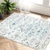 Tapis doux et élégant tapis lavable gris 8x10 - parfait pour la chambre, le salon, la pépinière, la cuisine, le bureau - sans glissement, design vintage en détresse