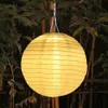 Садовые украшения 12 -дюймовый солнечный фонарь китайский круглый подвесной лампа водонепроницаемый нейлоновый светодиодный свет для открытого садового украшения