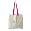 Shopping Bags Korean Three Letters Print Women Canvas Bag Sweet Red Shoulder Strap Beige Simple Cotton Cloth Shopper Tote