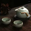 Чайные наборы Ru Kiln Teaset of The Got of Tue Cup Plum Tea Set Ceramic Office Travel Simple Chapot в продаже