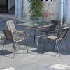 Camp Furniture Outdoor Table and Chair Garden Courtyard Terrace With Paraply Rattan Three-Piece Set Milk Tea Shop balkong