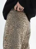 Vintage Leopard Print Jeans Frauen Frühling übergroß