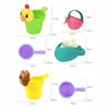 Toys de bain pour bébé 4pcs / Set Baby Bath Toys Rubber Beld Duck Bear Shape Water Waheel Water Spray pour bébé douche