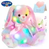 Giocattoli luminosi di peluche con coniglietto in cotone getta le luci a led cuscino carine musica arcobaleno animali da baliano di coniglio pasquale per bambini ragazze 240416