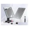 Miroirs compacts à 360 degrés Rotation Makeup Miroir réglable 16/22 LEDS LED LED TOUCH SN PORTABLE LUMÉTIQUE COSMÉTIQUE NOIR / WHITE / P OTQ1C