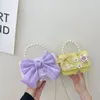 Pearl Kids Crossbody Bag Money Coin Purse Fashion Handväska Barn Prinsessan axel Messenger Bowknot Pocket Pack 240425