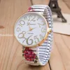 Wristwatches Colorful Printed Elastic Band Watches Fashion Decorative Ladies 12 Large Numbers