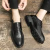 Casual Shoes Fashion Men Dress Lace Up Oxfords Elegant Microfiber Leather For Formal Business Shoe Male