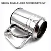 Bakningsverktyg Rostfritt stål Mesh Sieve Cup Semi-Automatic Bakeware Sifters Powder Bake Tool With Measuring Scale Flour Shaker