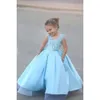 Flor azul claro linda niña de brillo para bodas árabes mini mi madre hija concurso formal sagrada comunión vestidos ba1763 mal