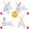 38 cm Easter Bunny Plush Toy Cotton fylld vit kastkudde led mjuk och bekväm barns lekkompis dag gåva 240416