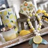 Decoratieve beeldjes 3 pc's citroen houten kraal slinger boerderij rustiek met kwastje limonade plak zomer decor voor salontafel gelaagde lade