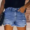 Kobiety szorty kobiety Summer Dżins Ripped Edge Out Dżinsy Solidny kolor Slim Fit High Talle Commute Party Club Krótkie spodnie