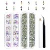2 dozen 12 roosters Zwart Clear Nail Art Decoration Rhinestones Set Round Flatback Gems Nail Charms Supplies for Professional 240426