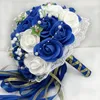 Fleurs de mariage 2024 Bouquet bordeux rose / rouge / blanc / bleu royal demoiselle d'habitude fleur artificielle Rose Bride