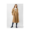 Wollen wollen jas Cashmere Coat Designer Fashion Show dezelfde jas klassiek merk Max Mara Studio Notizia Tunic Taille Long Coat L9E4