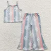 Vêtements Ensemble design pour enfants vêtements filles Bell Bottoms Tenues Boutique Toddler Baby Girl Fashion Pantalon à manches courtes Set Wholesale