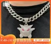 Hip Hop Iced Out Gengar Bling Ghost Ally Gold Silver Color Pendant Collier For Men Women Jewelry With Chains7462812