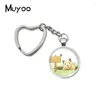 Keychains 2024 Söt hamster hjärta Keychain Guinea Pig Glass Dome Cabochon smycken gåva