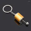 Nyckelringar Mini Turbo Turbocharger Keychain Car-Styling Keyring Gear Box Pendant Stick Knobs Shift Metal Key Ring