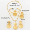 Halskette Ohrringe Set Geometrie mit Geschenkbox Runde für Frauen Gold Farbe Manschetten Armreifen Ring Mädchen Trendy Schmuckzubehör