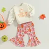 Одежда наборы малышкой девушки Хэллоуин одежда с длинным рукавом для печати для печати