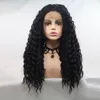 African black lace long hair hood European and American white people with long curly hair daily gray small curls chemical fiber high-temperature silk wig headgear